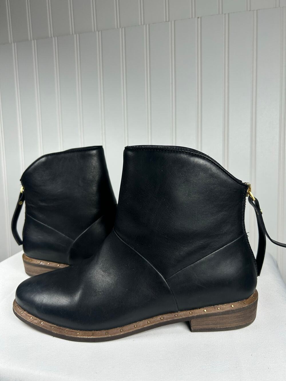 Ugg Australia Bruno Black Ankle Boots Booties 1018942 Women's Leather Shoes US 6